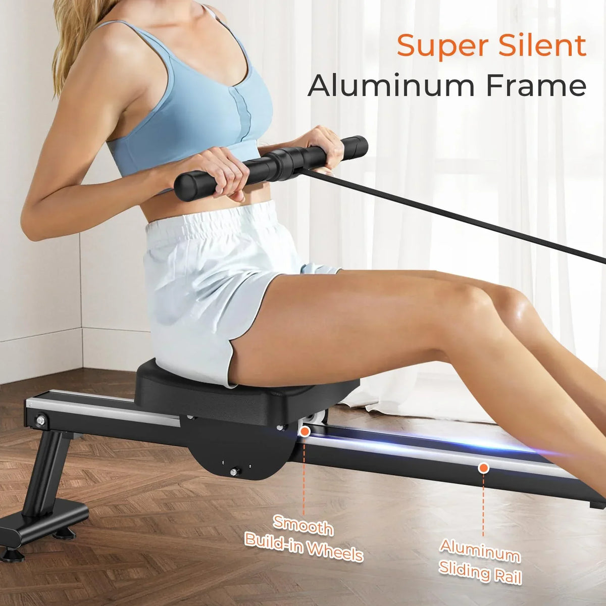 Neche Magnetic Rowing Machine, 16 Level Resistance, 265lb Weight Capacity - App Compatible