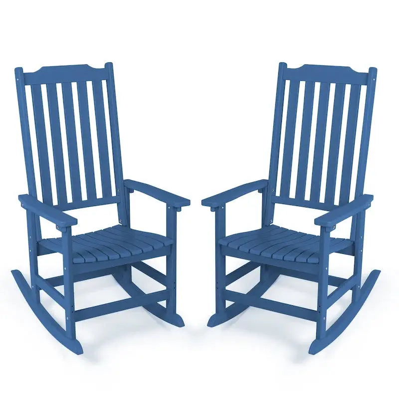 Vrakae All-Weather High-Back Patio Rocking Chairs, 2-Piece Set - 21 x 34.6 x 46 in