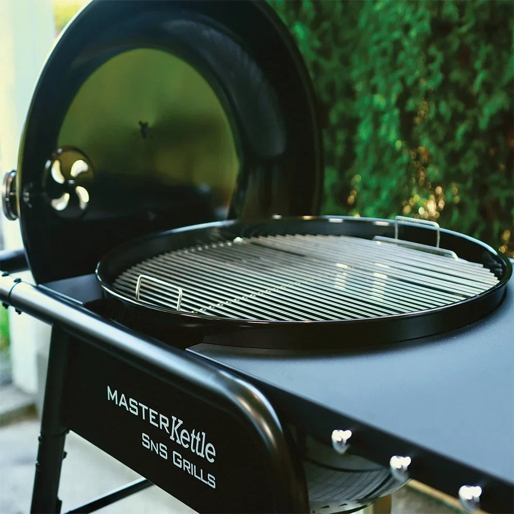 Slow 'N Sear 22 inch Kettle Charcoal Grill With Cart And Built-In Side Table - MasterKettle