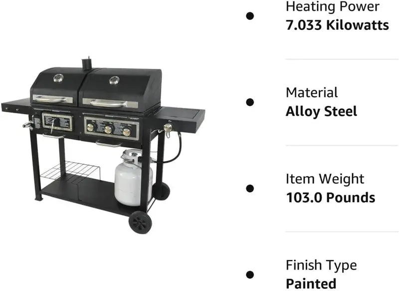 BLOSSOMZ Dual-Fuel Outdoor Grill, Charcoal & Gas - BLZ-39980