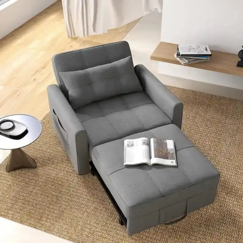 3-In-1 Convertible Sofa Bed Pull-Out Sleeper Foldable Lounge Chair - Dark Grey Or Grey