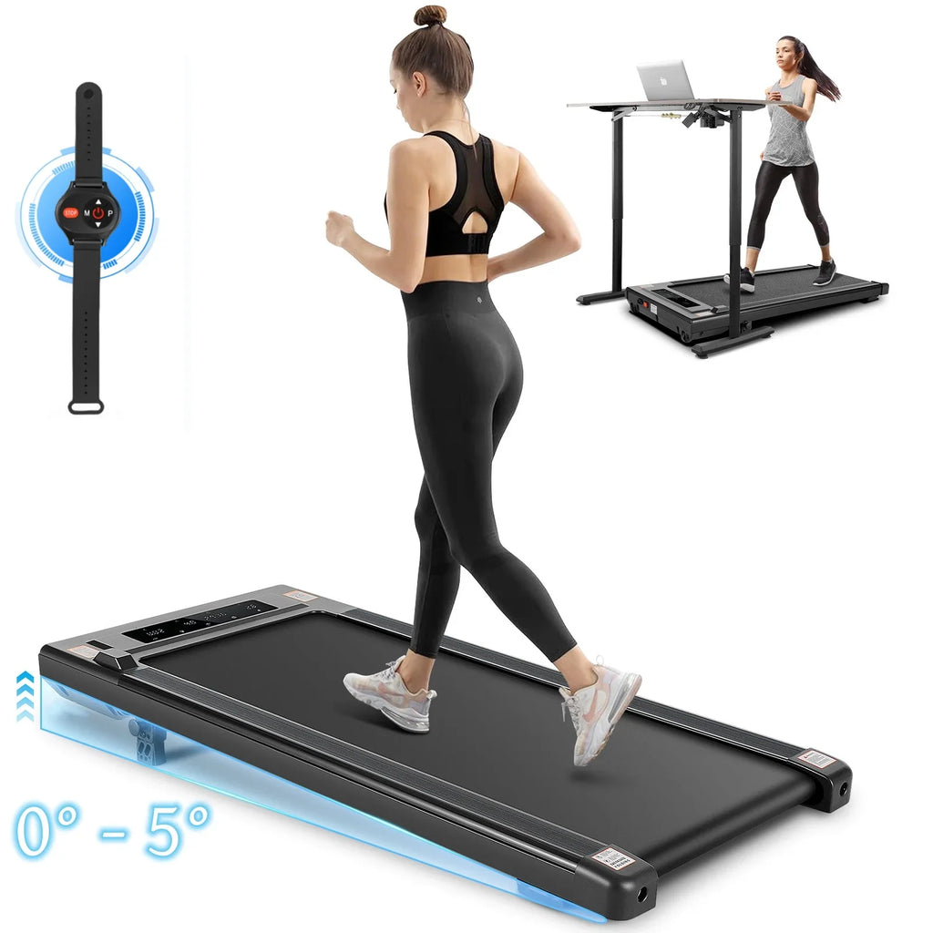 Tikmboex 2.5HP 2 In 1 Under Desk Treadmill With LED Touch Screen Remote Control - Black