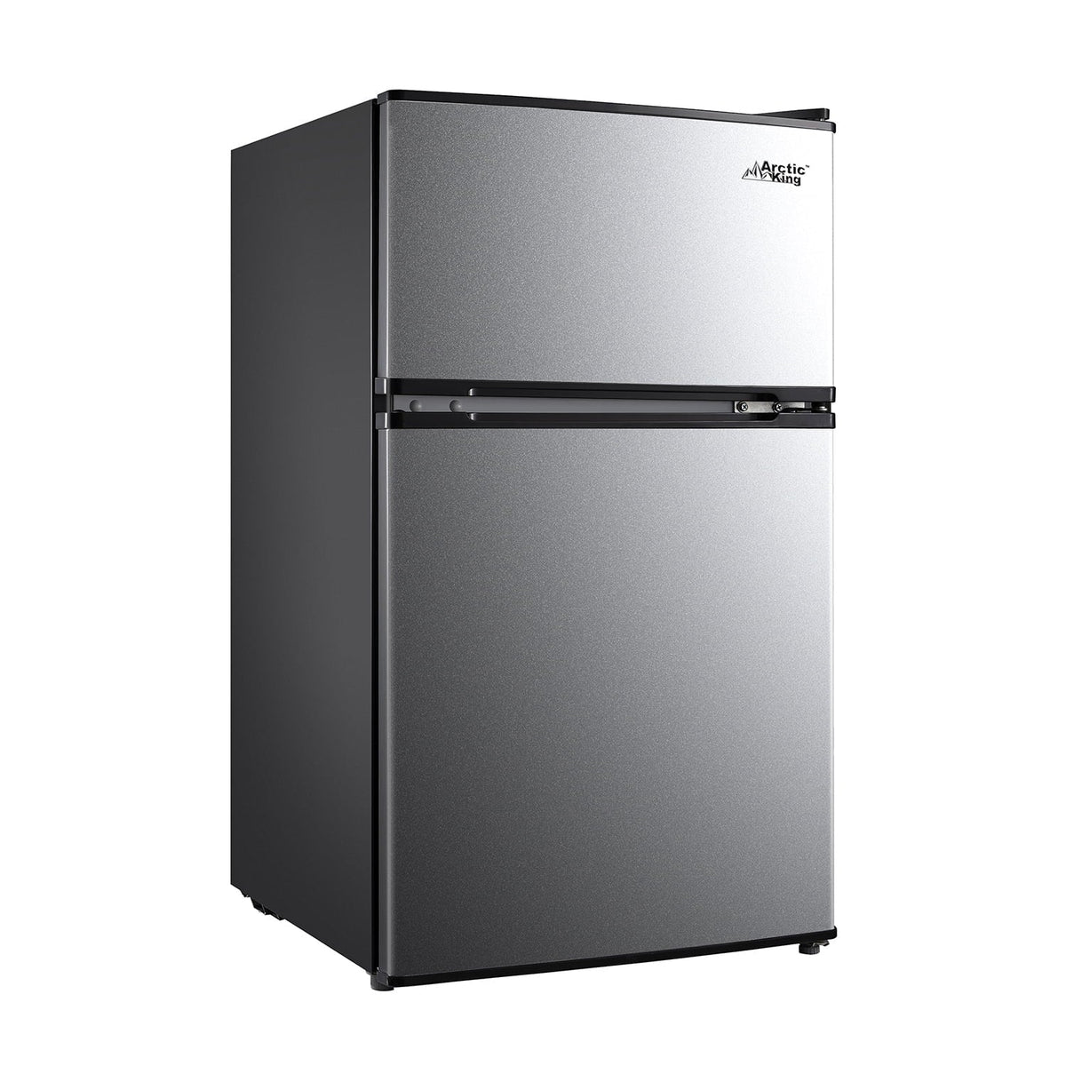 Arctic King Two-Door Mini Fridge With Freezer, 3.2 Cu. Ft., Stainless Steel