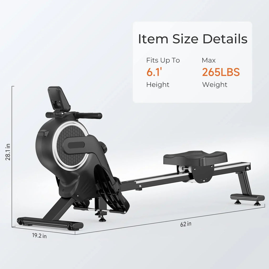 Neche Magnetic Rowing Machine, 16 Level Resistance, 265lb Weight Capacity - App Compatible