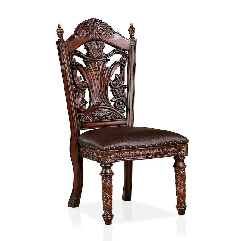 Abeena Traditional Solid Wood Side Dining Chairs, Brown Cherry, Set Of 2