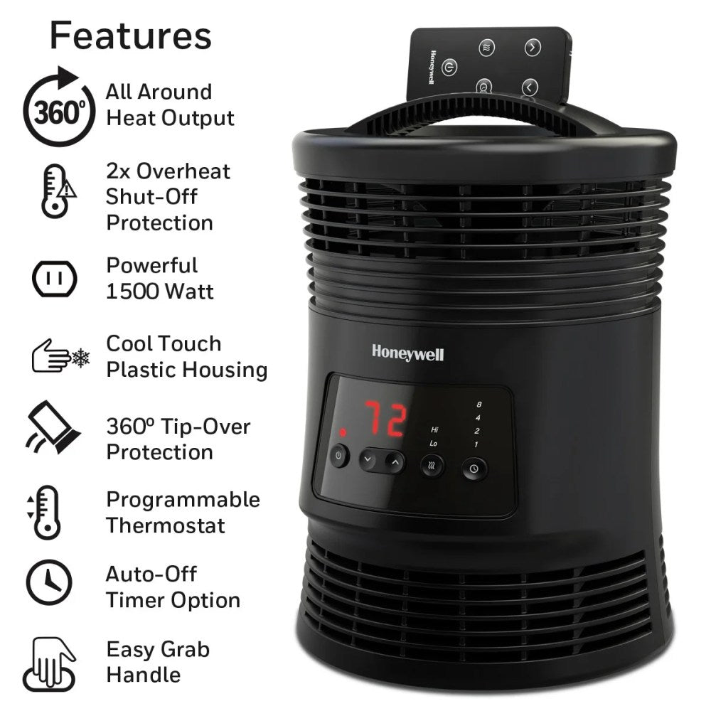 Honeywell 360 Digital Surround Fan Forced Heater, Black - HHF370B