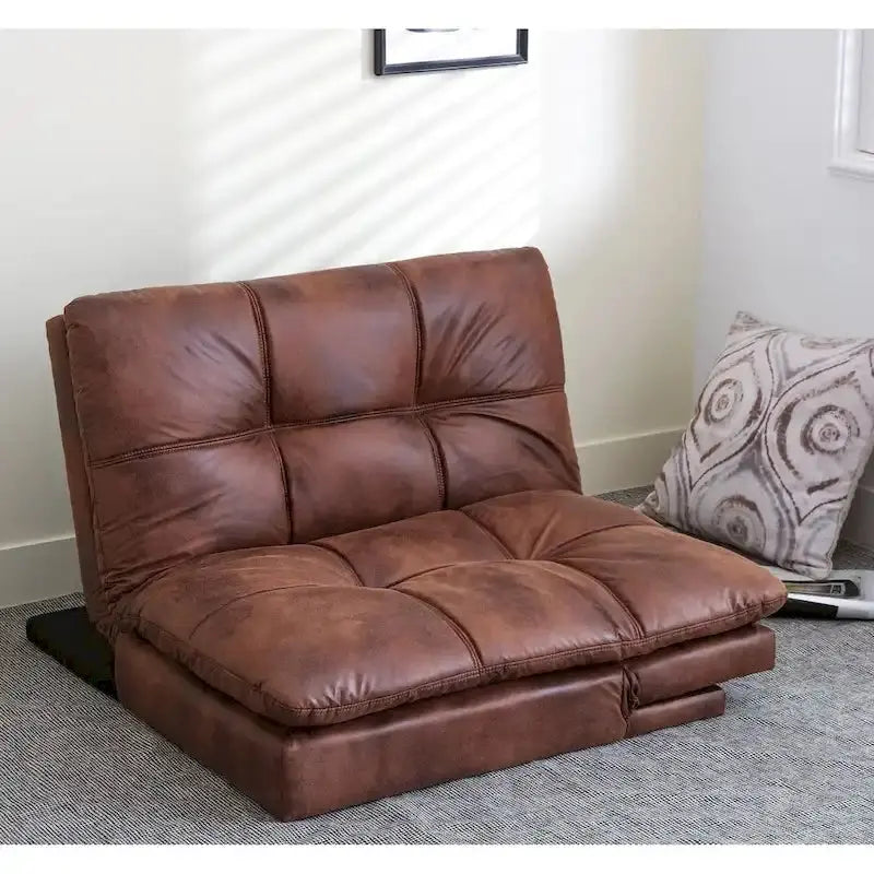 Faux Leather Convertible Futon Sofa Bed - Black Or Camel-Brown