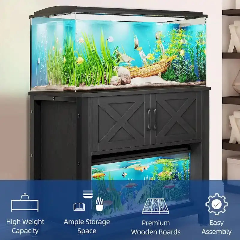Moasis Aquarium Stand Cabinet For 40-50 Gallon Fish Tanks With Built-In Power Outlets