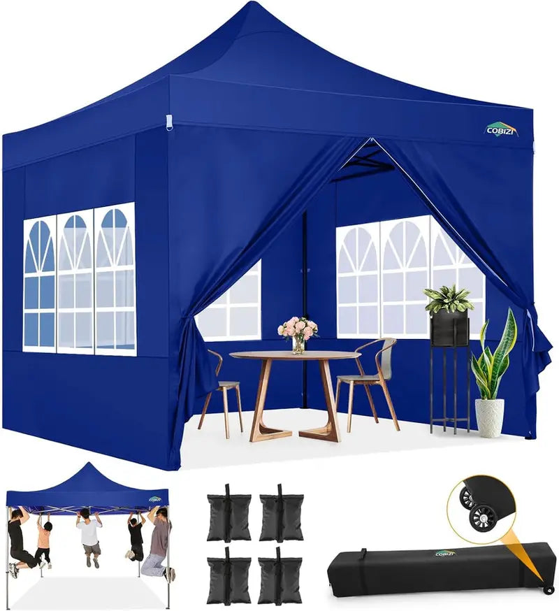 COBIZI 10x20 ft Commercial Pop-Up Canopy Tent With 6 Sidewalls And Roller Bag
