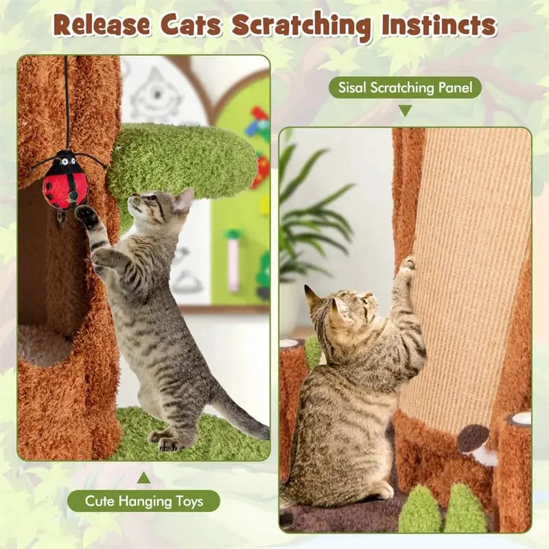 90.5-Inch Modern Multi-Level Cat Tree Tower With 5 Condos, Sisal Scratching Posts And Elevated Perches