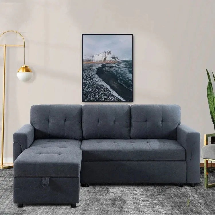 Convertible Modular Sleeper Sectional Sofa With Reversible Storage Chaise