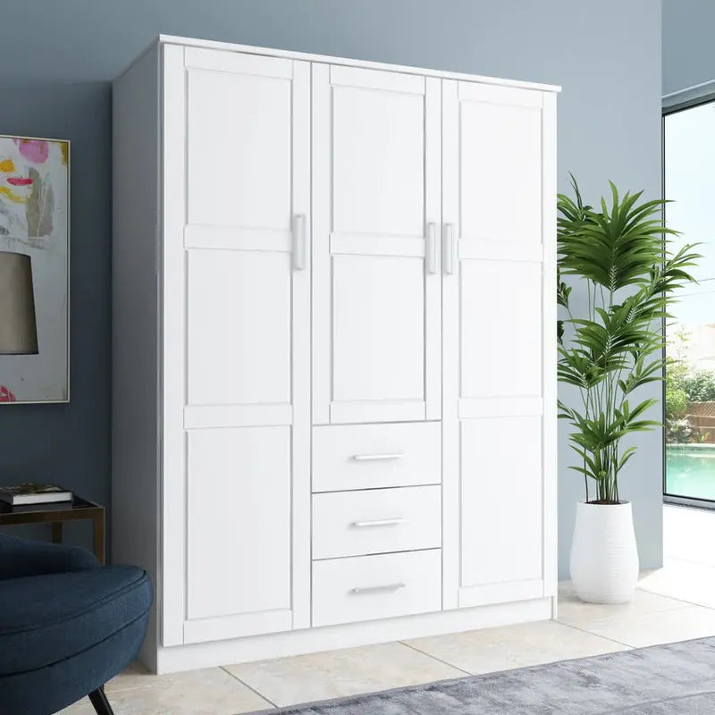 Palace Imports Solid Wood 3-Door Wardrobe Armoire, 56.25in W x 72in H x 20.75in D - Cosmo