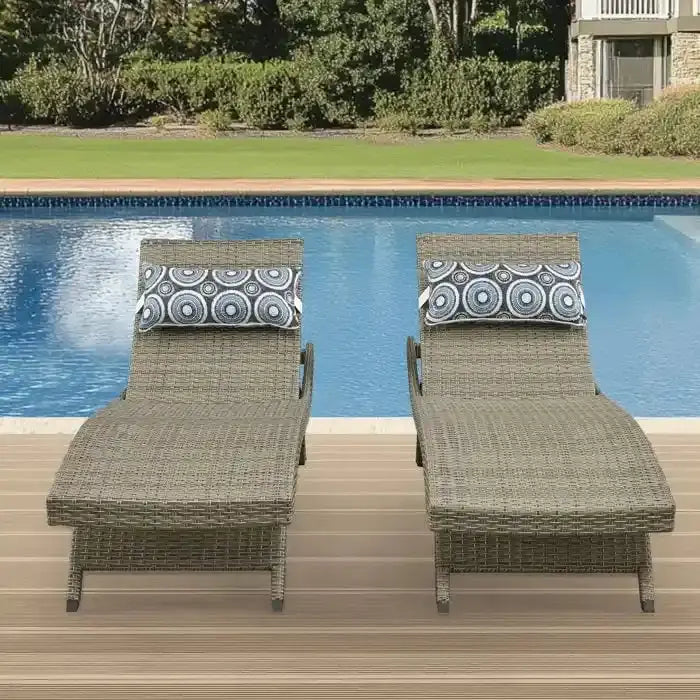 All-Weather Wicker Chaise Lounge Set, 2-Piece