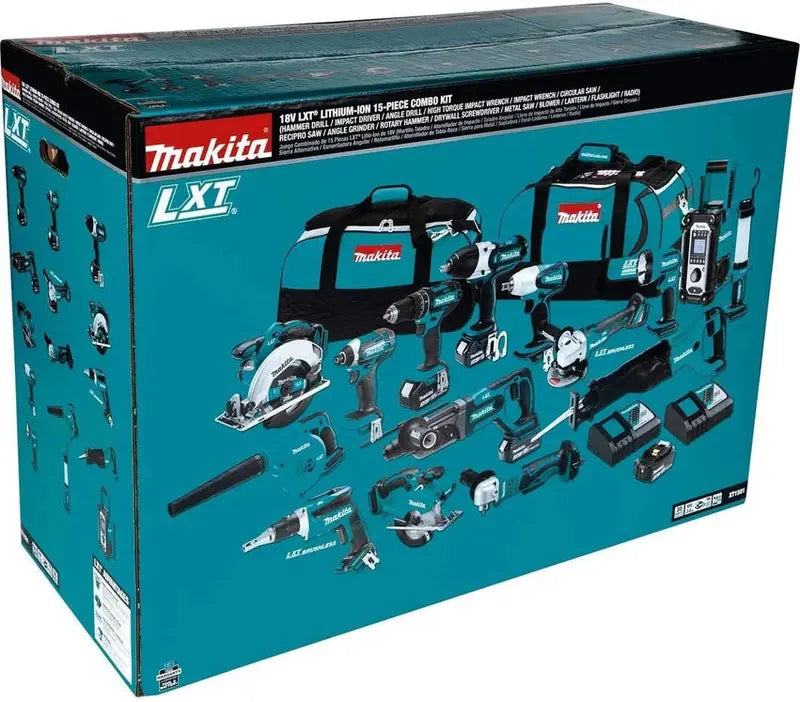 Makita 18V LXT 15-Piece Cordless Power Tool Combo Kit - XT1501