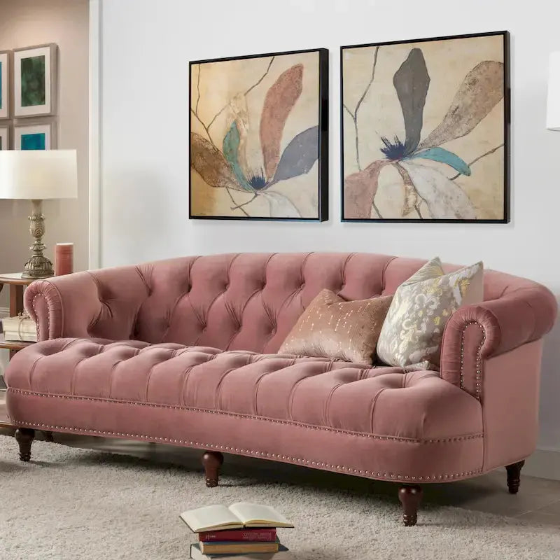 Jennifer Taylor Home La Rosa 84-Inch Velvet Chesterfield Sofa - Tufted Upholstered