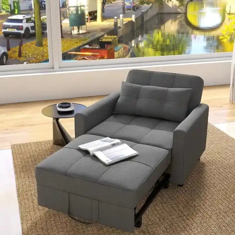 3-In-1 Convertible Sofa Bed Pull-Out Sleeper Foldable Lounge Chair - Dark Grey Or Grey