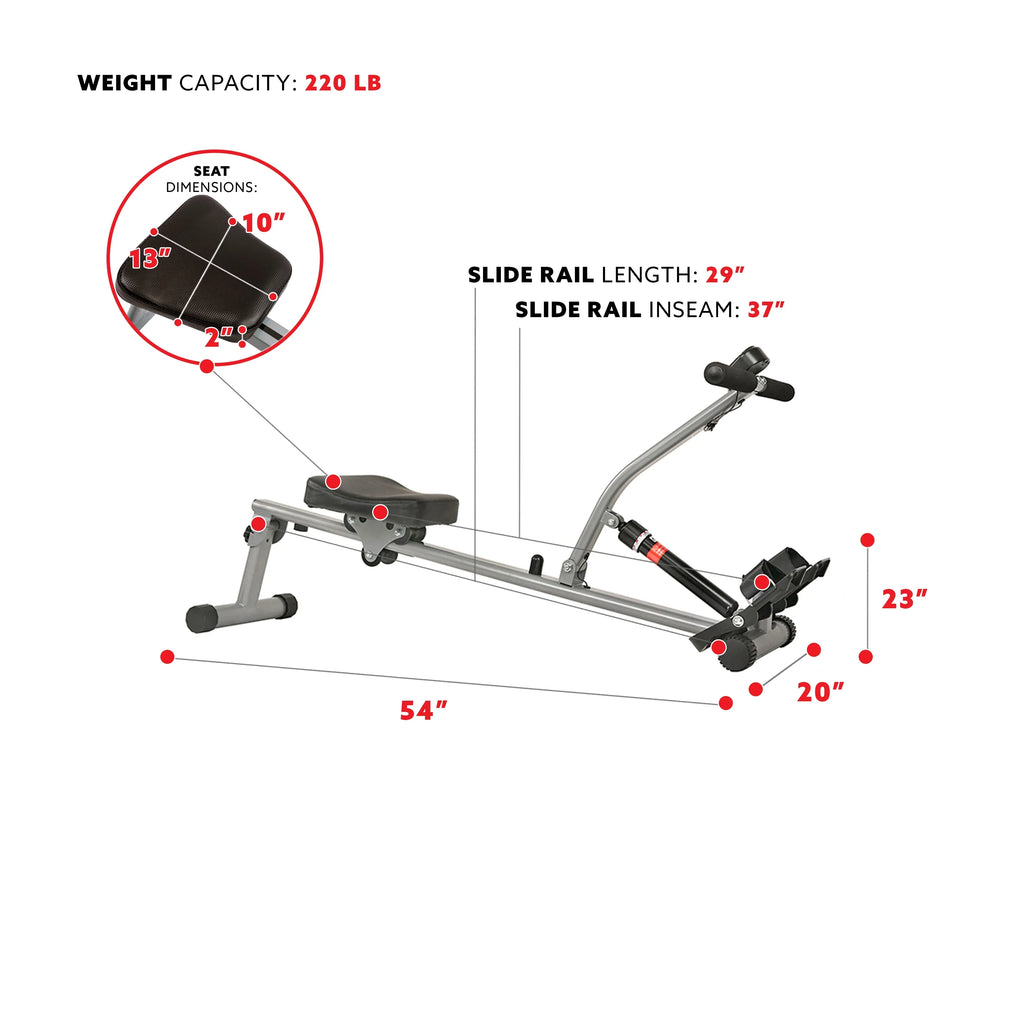 Sunny Health & Fitness Adjustable Resistance Rowing Machine With Digital Monitor - SF-RW1205