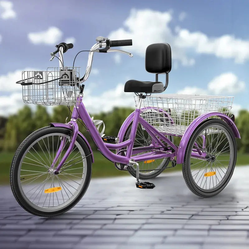 Adult 3-Wheel Pedal Tricycle, 24 And 26 Inch, 7-Speed