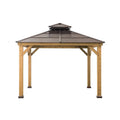 Sunjoy 10x10 ft Cedar Gazebo With Steel Two-Tier Hip Roof - A102008500