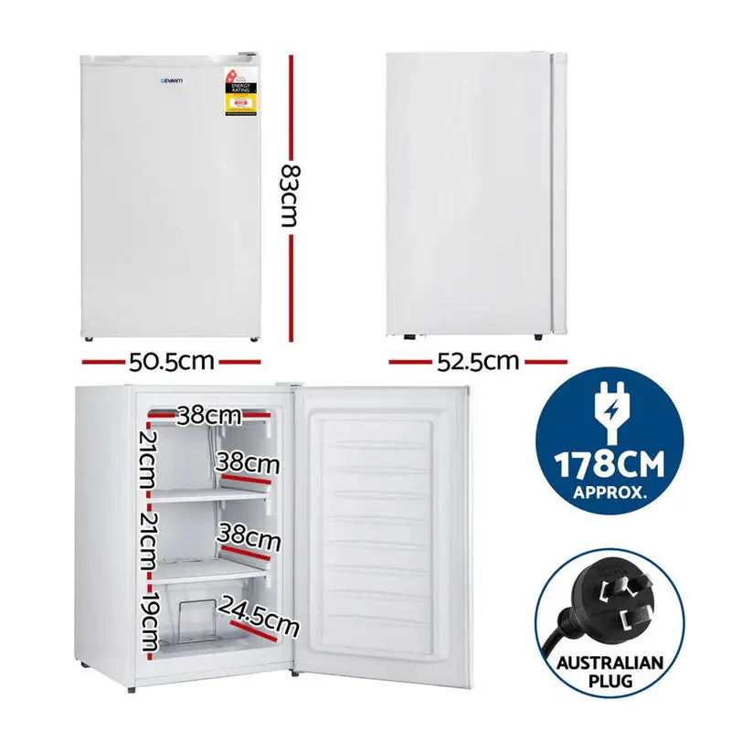Devanti Upright Freezer 81-Liter White - 50.5cm x 52.5cm x 83cm