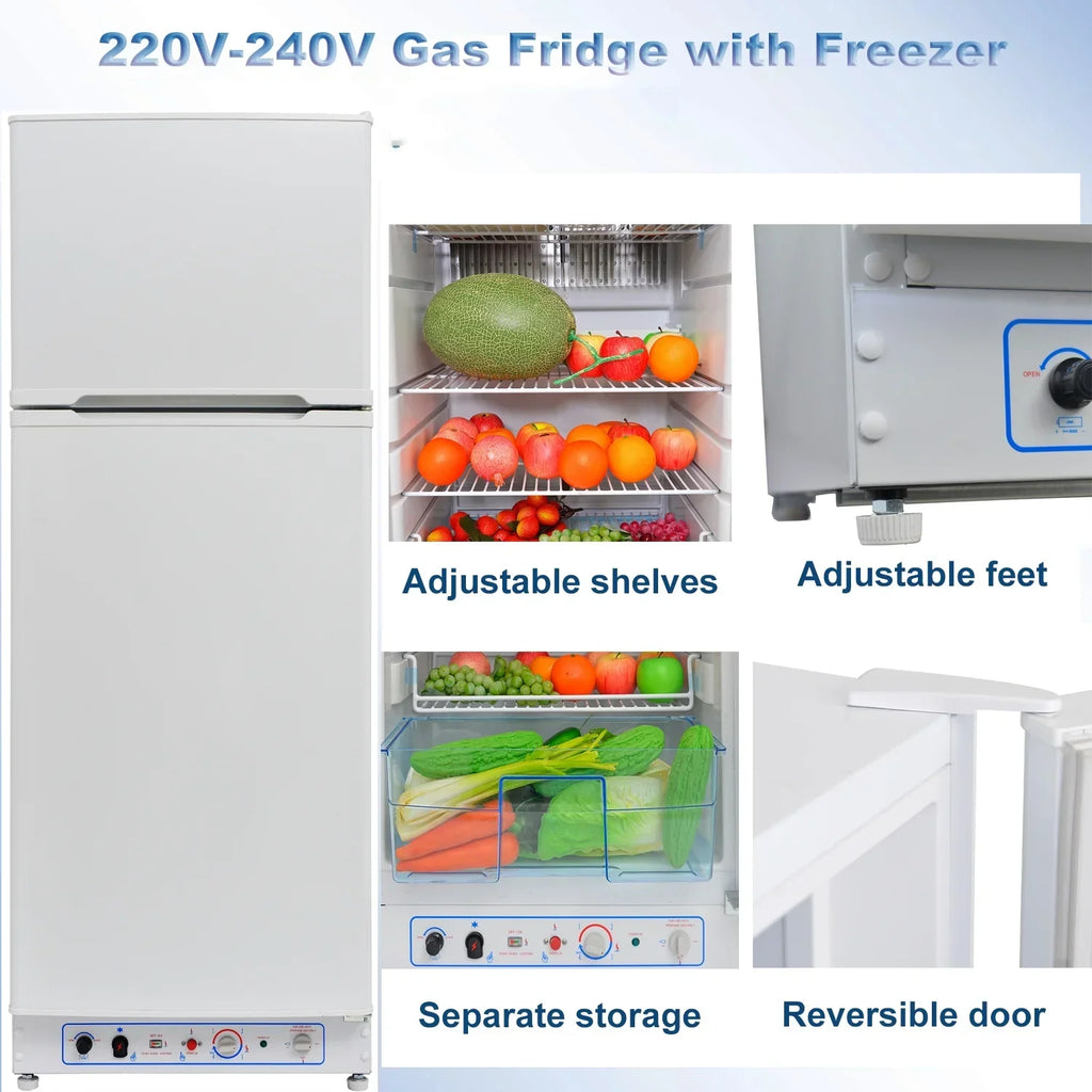 Smad Propane Refrigerator With Freezer, 9.4 Cu Ft, 64 in H, AC 110V - XCD275