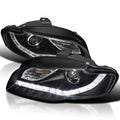 Spec-D Tuning LED Strips Projector Headlights Compatible With 2006-2008 Audi A4/S4 B7 - Left And Right Pair