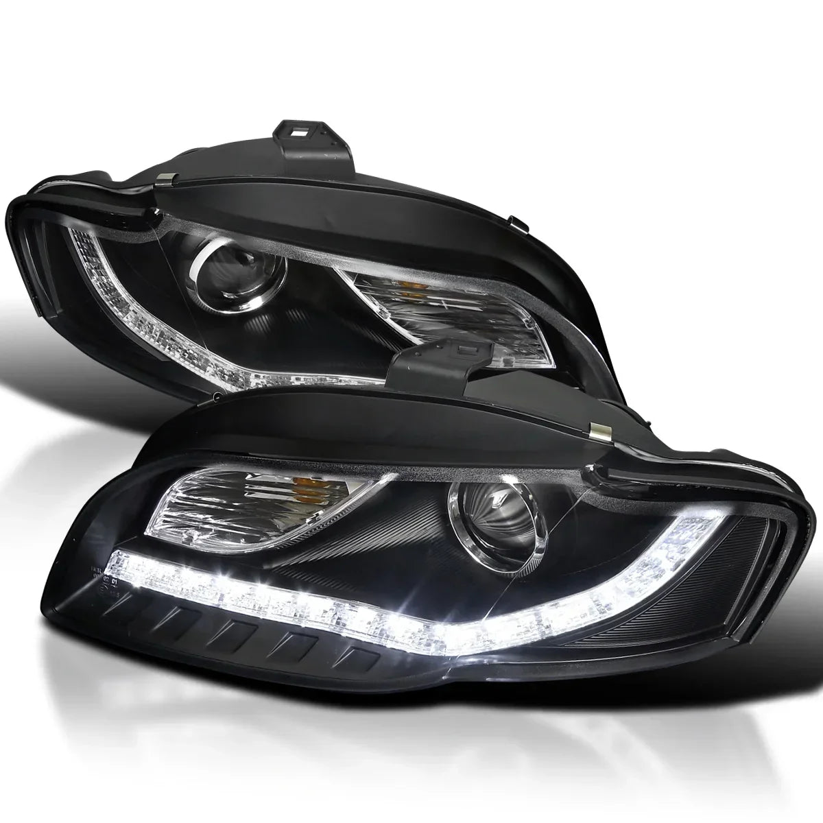 Spec-D Tuning LED Strips Projector Headlights Compatible With 2006-2008 Audi A4/S4 B7 - Left And Right Pair