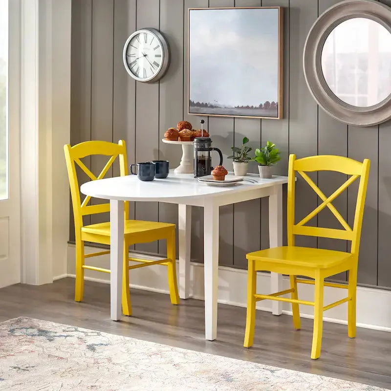 Simple Living Country Cottage 3-Piece Drop-Leaf Dining Set - Rustic Farmhouse Style
