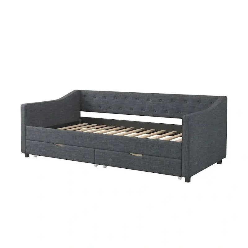 Upholstered Twin Daybed With Tufted Design, Drawer Storage, 81.10 x 42.00 x 28.50 in