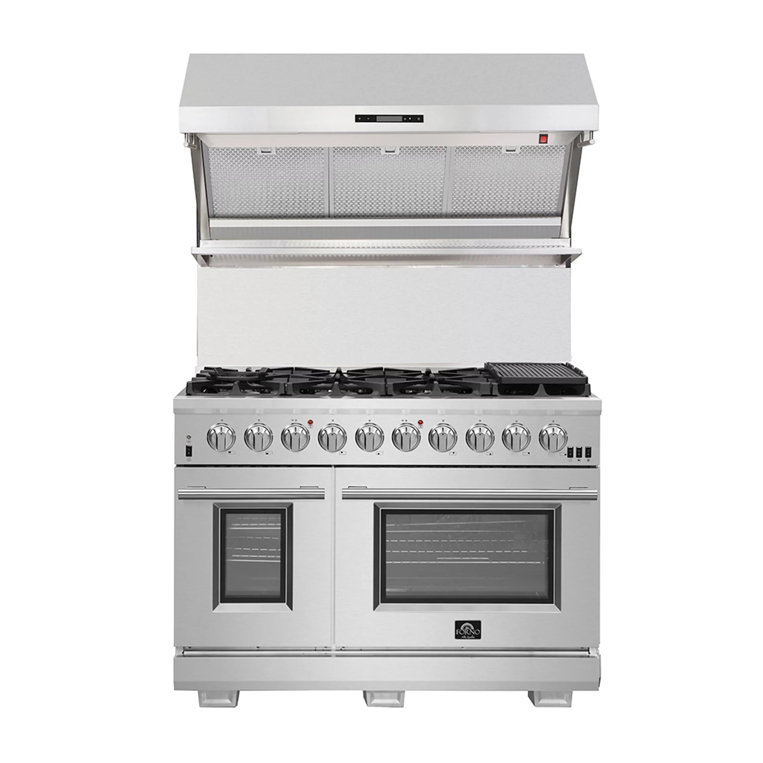 48 in Wall Mount Range Hood With Hybrid Filters And Stainless Steel Backsplash - Savona