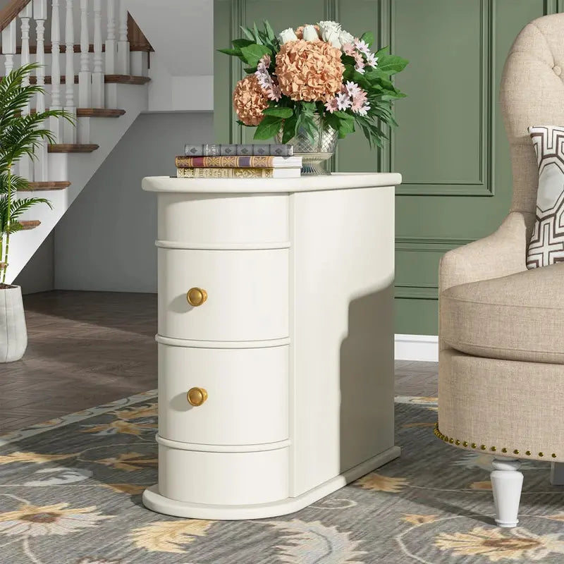 Solid Wood Chairside End Table, Two Drawers, 23.62'D x 10.63'W x 23.62'H