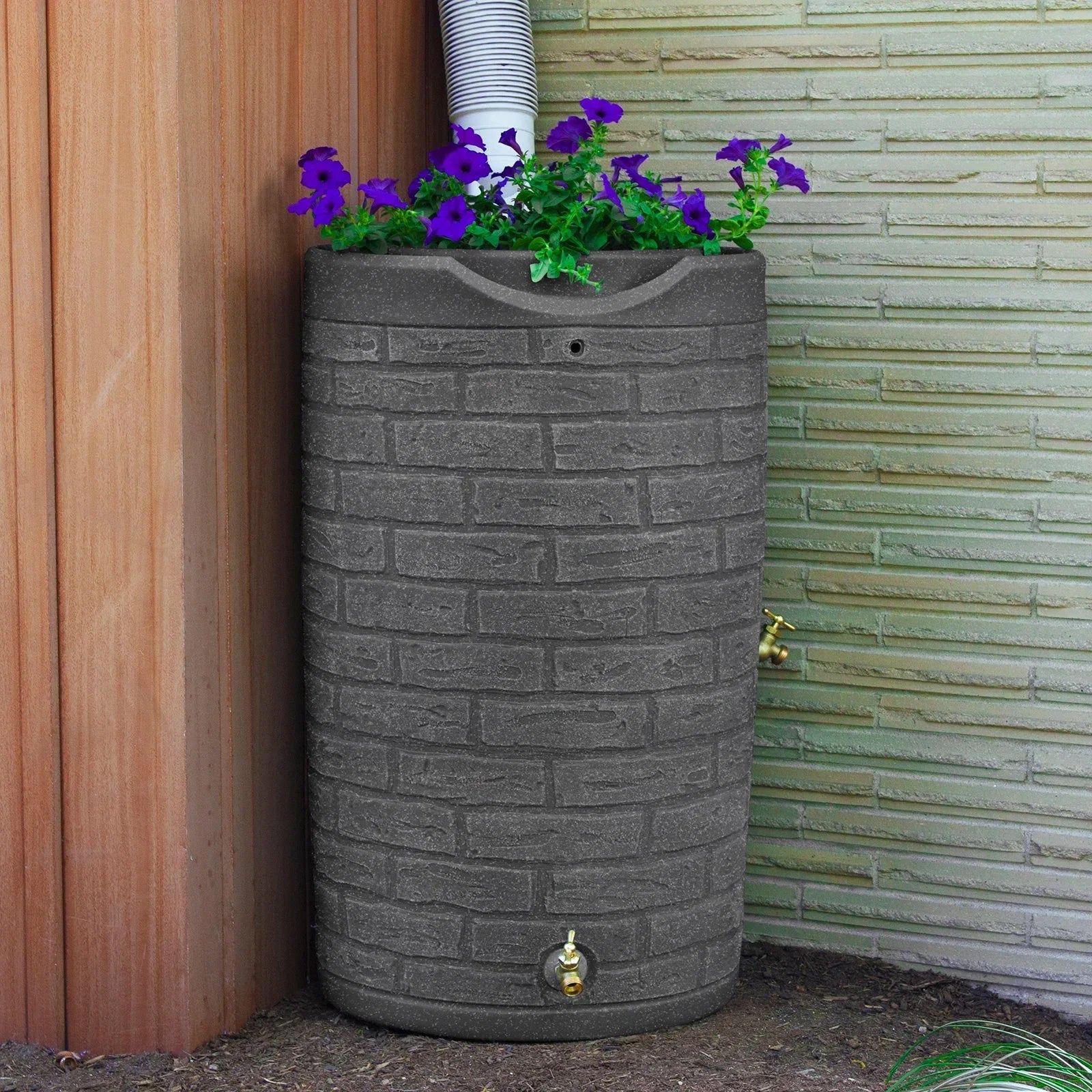 Good Ideas Impressions Downton Rain Saver Rain Barrel, 50 Gallon, Dark Granite - IMP-D50-DAR