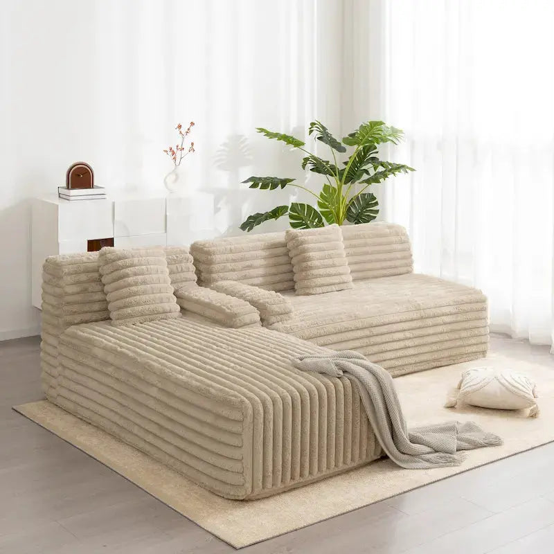 Cloud-Inspired Modular L-Shaped Sectional Sofa With Two Decorative Pillows - 110 in