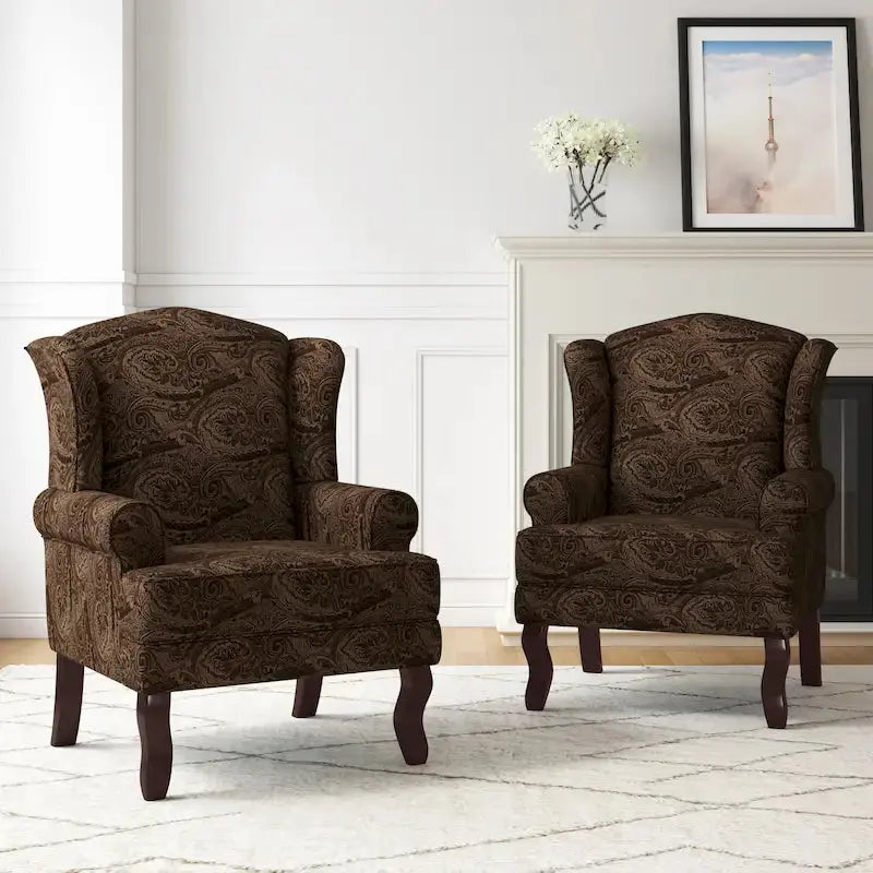 Wingback Accent Chair Duo, Upholstered Armchairs, 2 Count - Classic