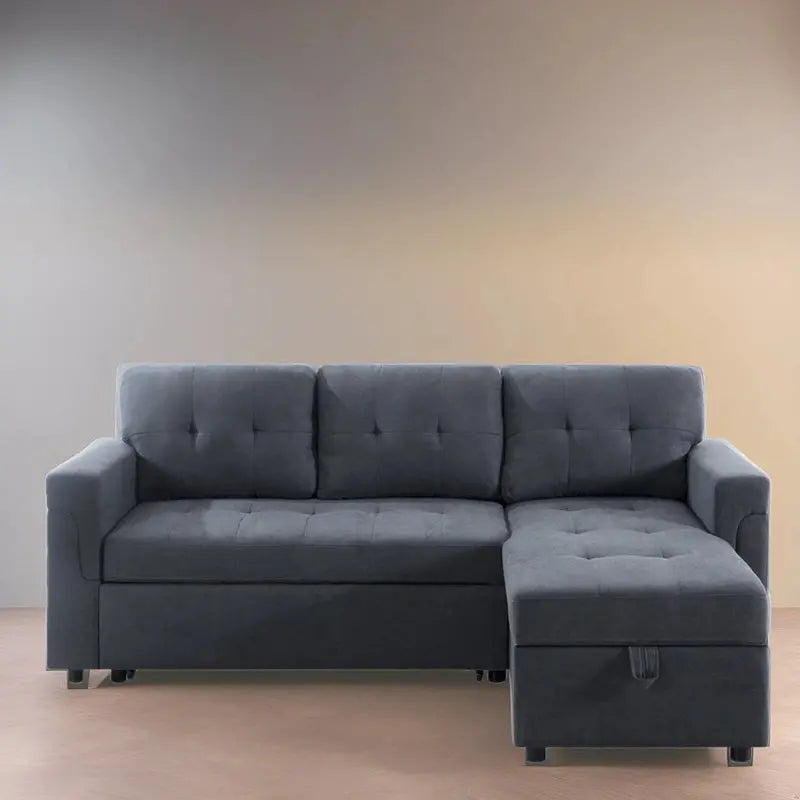 Reversible L-Shaped Sectional Sleeper Sofa With Storage Chaise And Pull-Out Bed