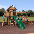 Canyon Creek Cedar Outdoor Playset With Clubhouse, 8-Foot Slide, 2 Belt Swings, Web Disc Swing - 183 x 188 x 119 inches