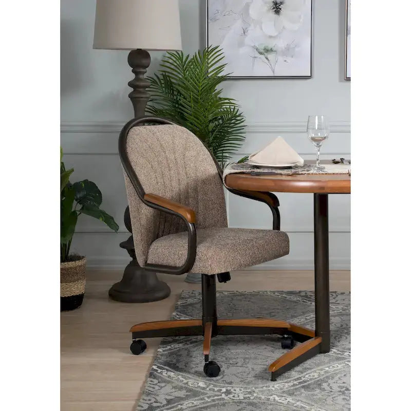 Swivel And Tilt Rolling Caster Chair With Cushioned Seat - Casual Dining Office Or Home Use