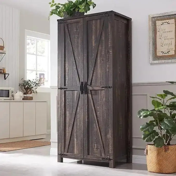 Farmhouse Armoire Cabinet With Adjustable Shelves, 20D x 32W x 72H