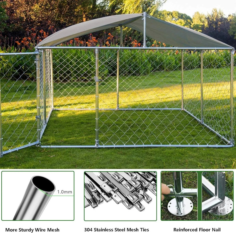 Haverchair Large Outdoor Dog Kennel With Cover, 90" L X 90" W X 63" H