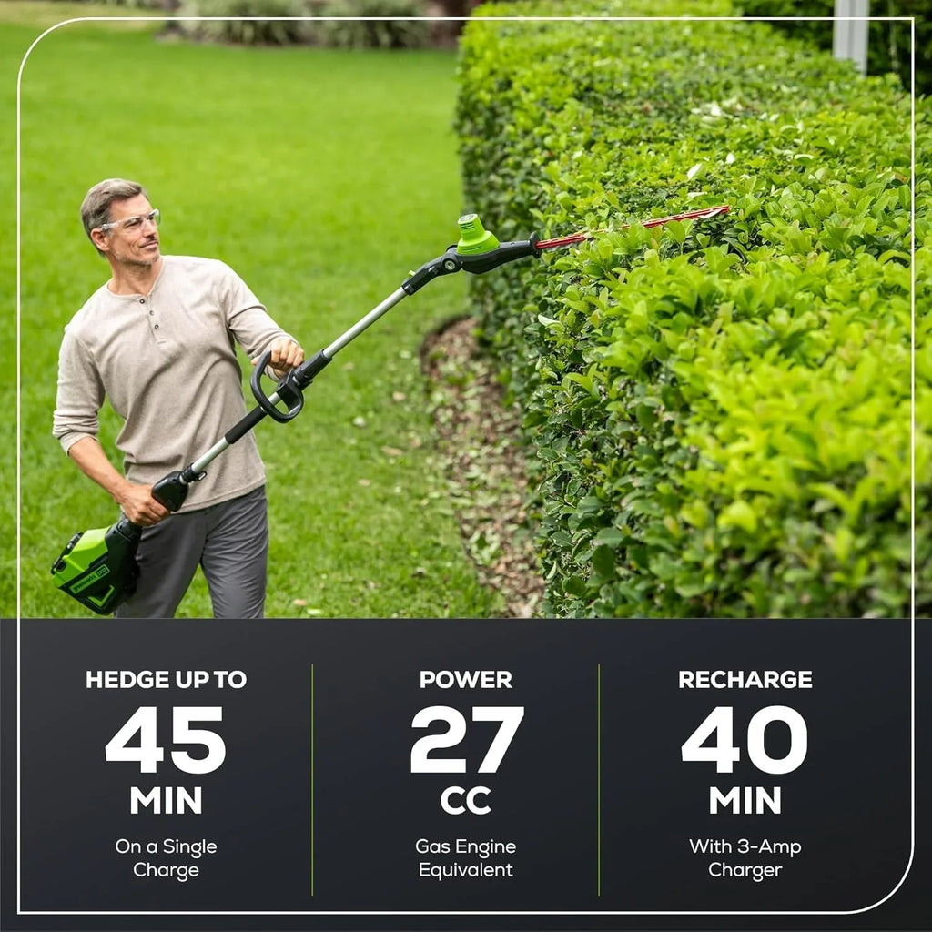 Greenworks 60V 20in Brushless Cordless Pole Hedge Trimmer With 2.0Ah Battery And Charger