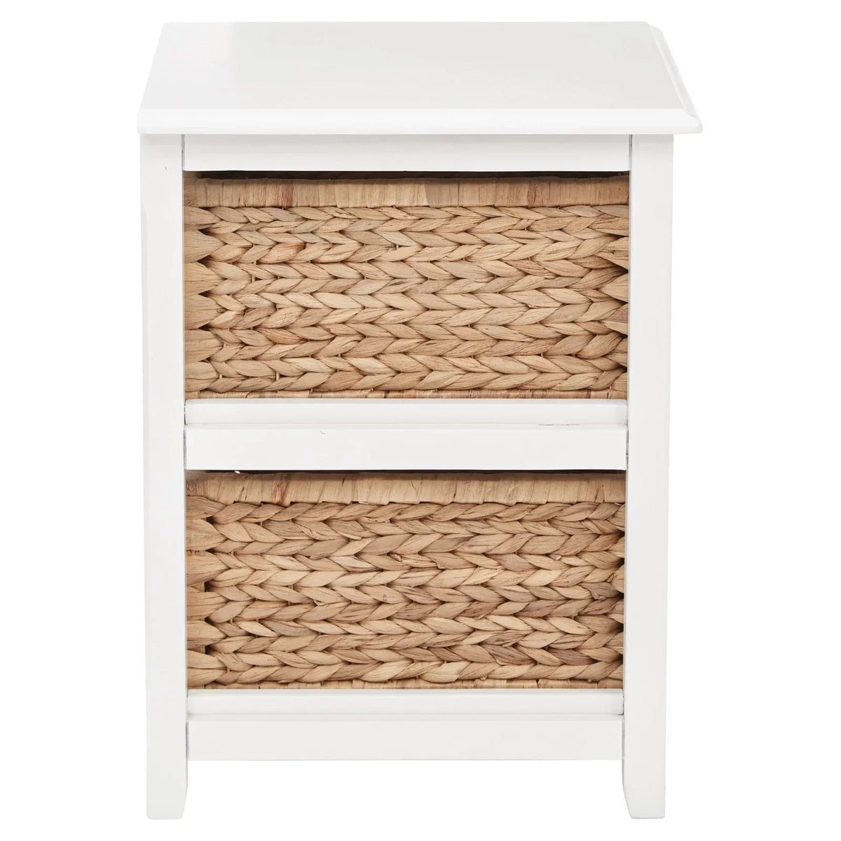 Two-Tier Engineered Wood Storage Unit With Natural Baskets, 16.5in W x 15.75in D x 21.25in H - Seabrook