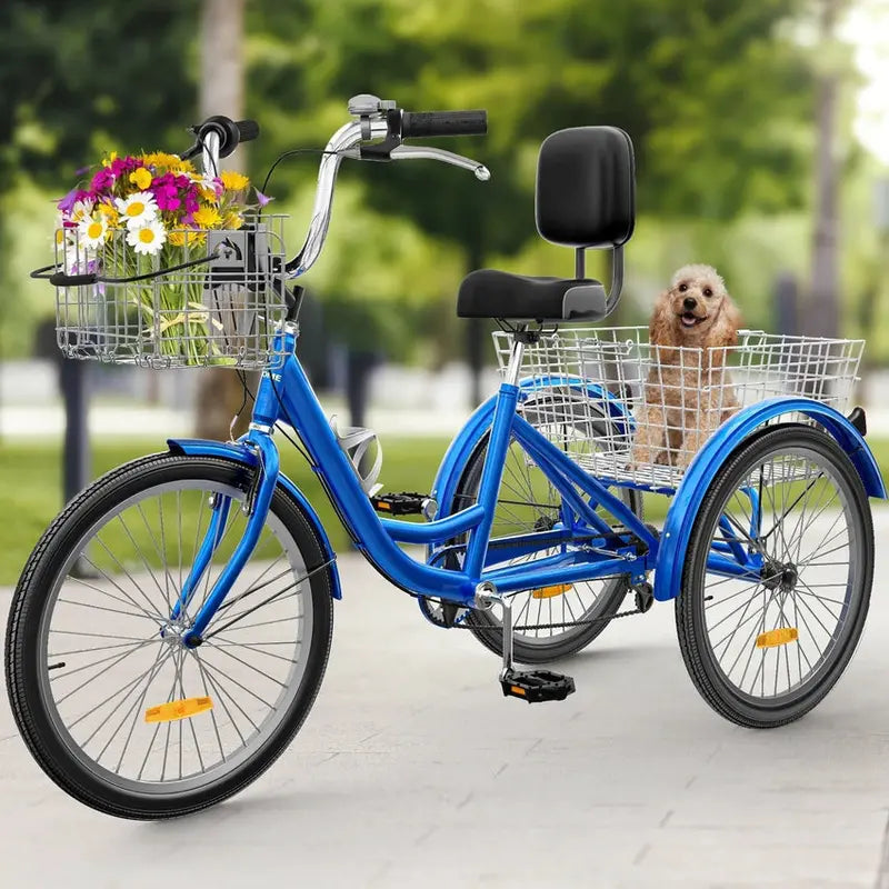 Adult 3-Wheel Pedal Tricycle, 24 And 26 Inch, 7-Speed