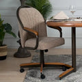 Casual Dining Swivel-Tilt Rolling Chair With Brown Fabric Upholstery