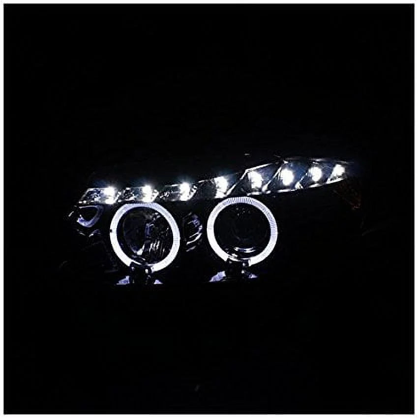 Spec-D Tuning BMW E90 3-Series 4Dr R8 LED Strip DRL Projector Headlights, Glossy Black - 2LHP-E9005G-8-TM