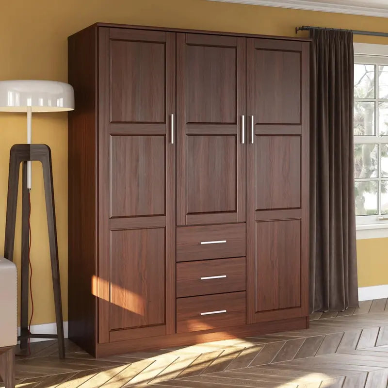 Palace Imports Solid Wood 3-Door Wardrobe Armoire, 56.25in W x 72in H x 20.75in D - Cosmo