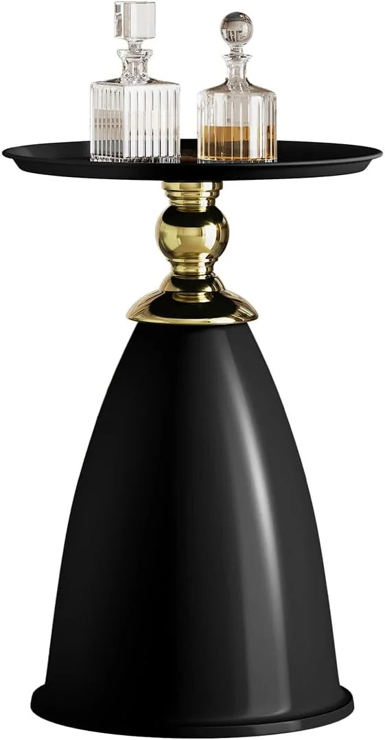 RSJIWOGZ 15 Inch Round Metal Pedestal Nightstand - Gold