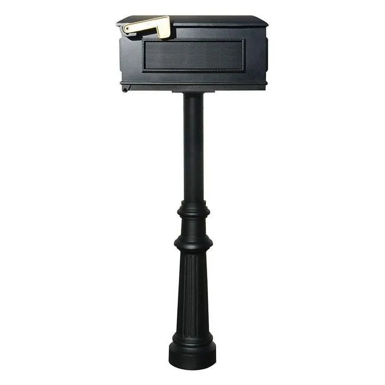 Hanford Twin Mailbox Post System With Scroll Supports, Black, 69 x 22 x 19 in - ZX9QUAL1432