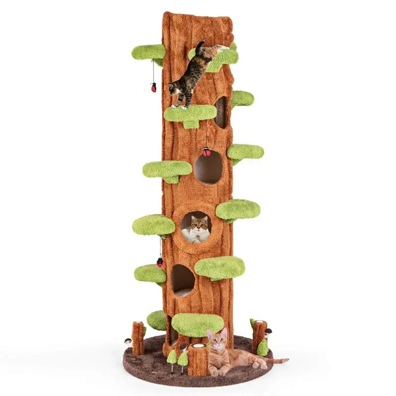 90.5-Inch Modern Multi-Level Cat Tree Tower With 5 Condos, Sisal Scratching Posts And Elevated Perches