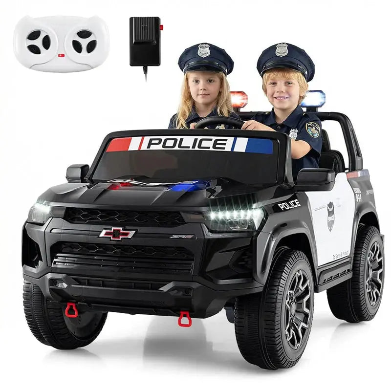 Chevrolet Kids' 24V 2-Seater Police Ride-On Car, Black - 4WD