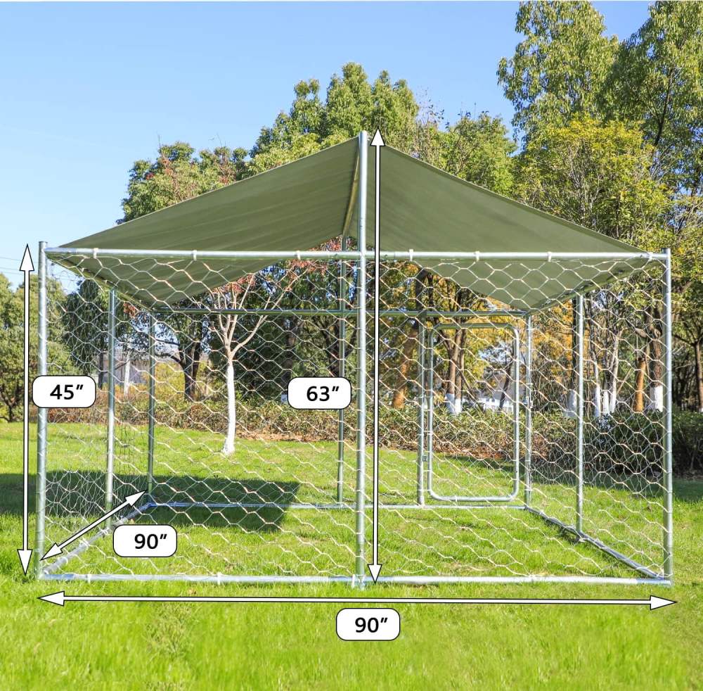 Haverchair Large Outdoor Dog Kennel With Cover, 90" L X 90" W X 63" H
